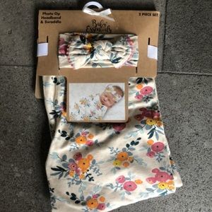 Floral swaddle and headband set